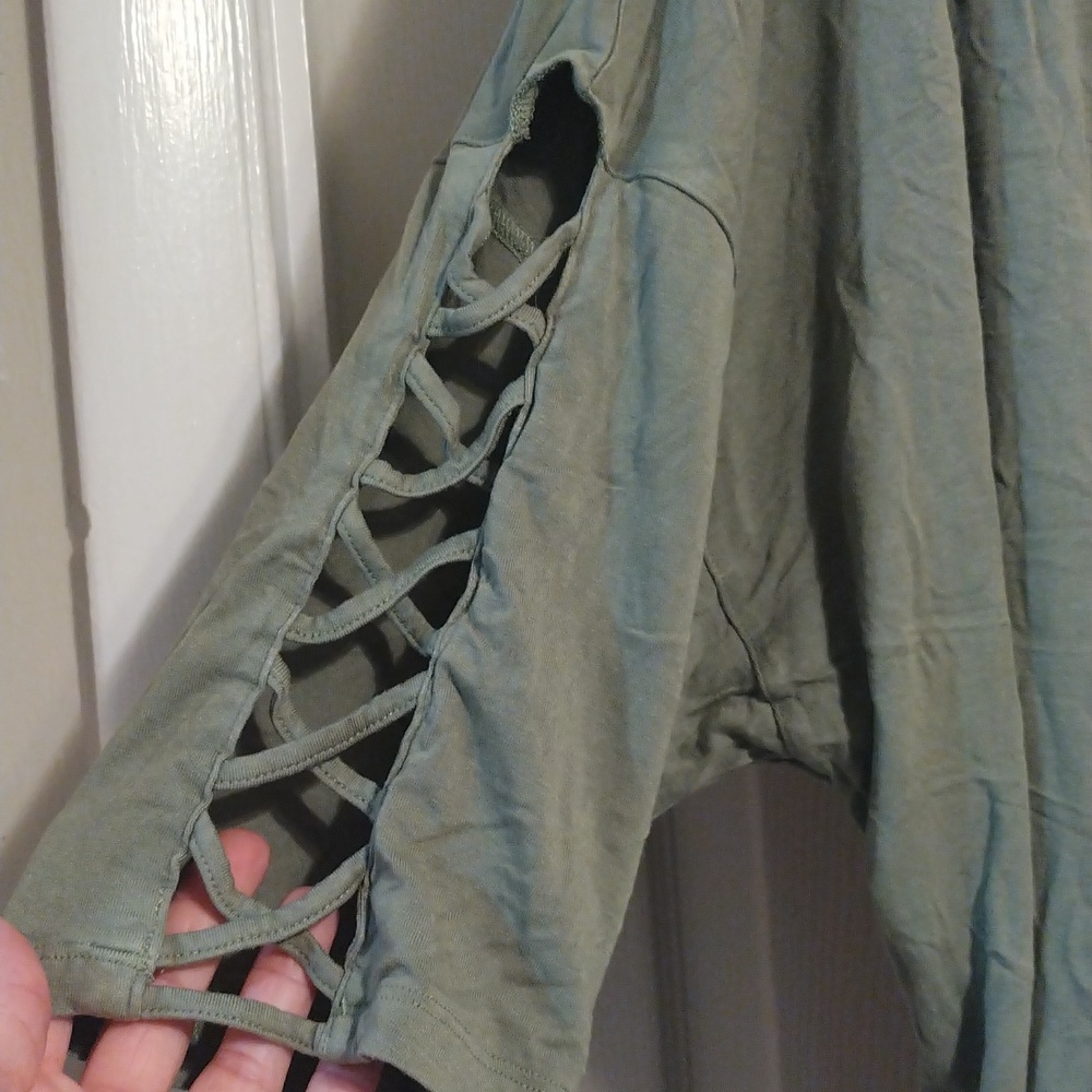 Terra&sky Olive green soft short lattice sleeved tunic size 4x - Picture 2 of 5